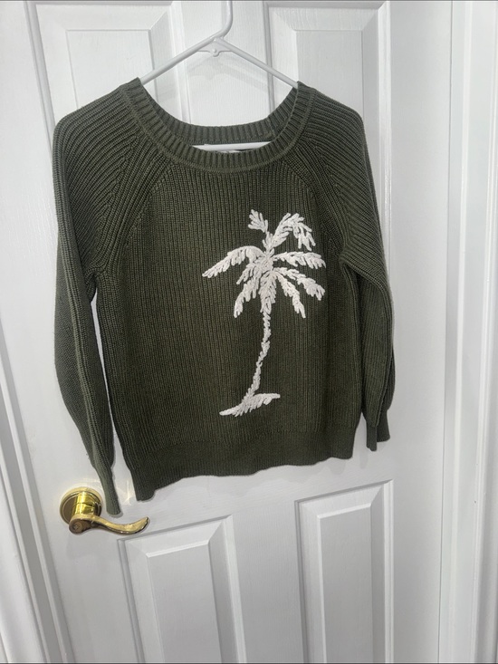 Tommy Bahama Sweaters - Tommy Bahama Olive Green Crewneck Sweater with White Palm Motif